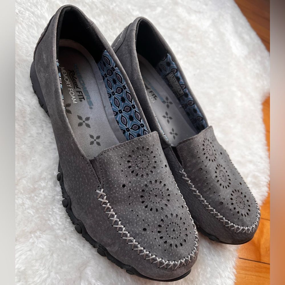 Skechers Gray Perforated Slip-On Loafers - Picture 8 of 14